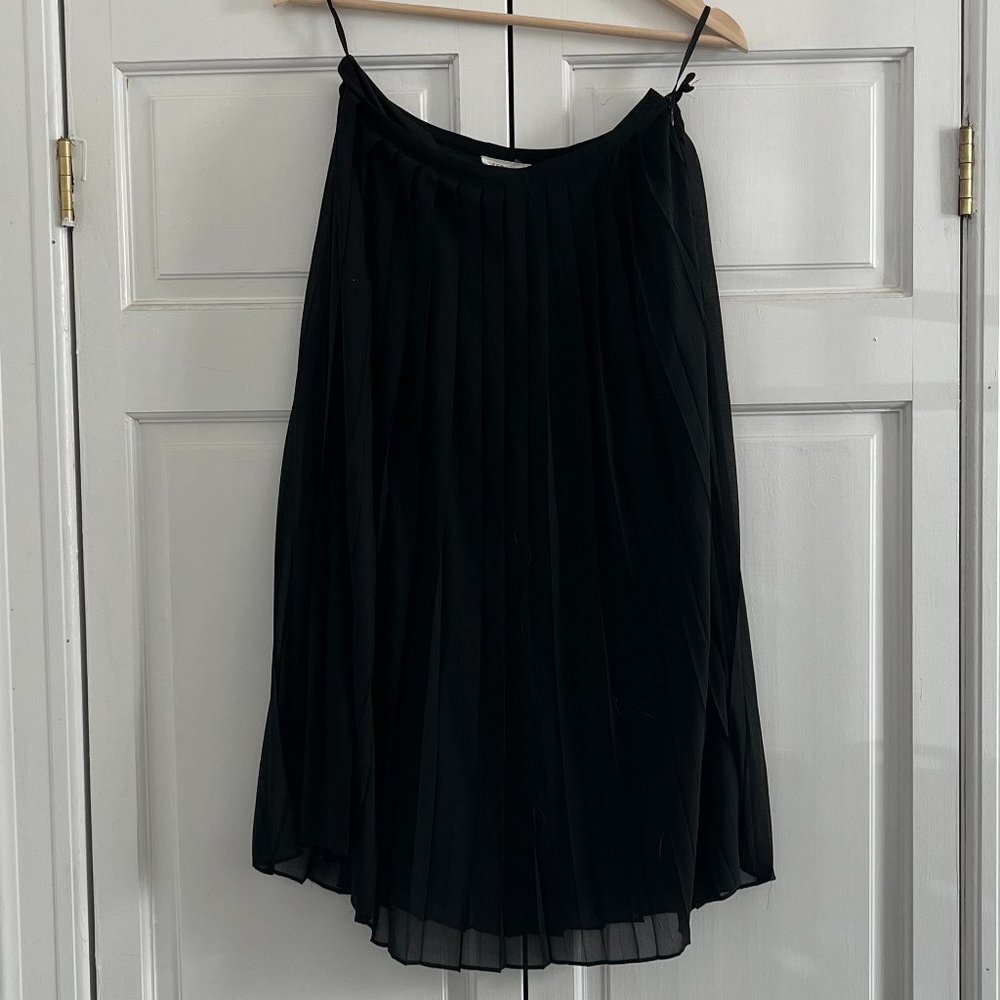Black Pleaded Midi Skirt